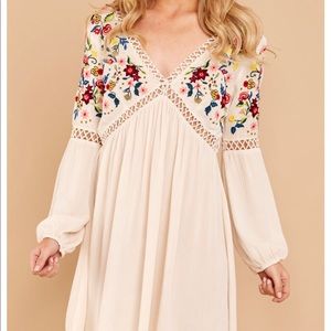 Cream Embroidered Dress from Red Dress Boutique